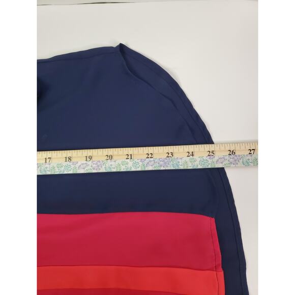 Meraki Large Color block Blue Pink Orange Meraki Brand 3/4 Sleeve V Neck blouse - Picture 6 of 8